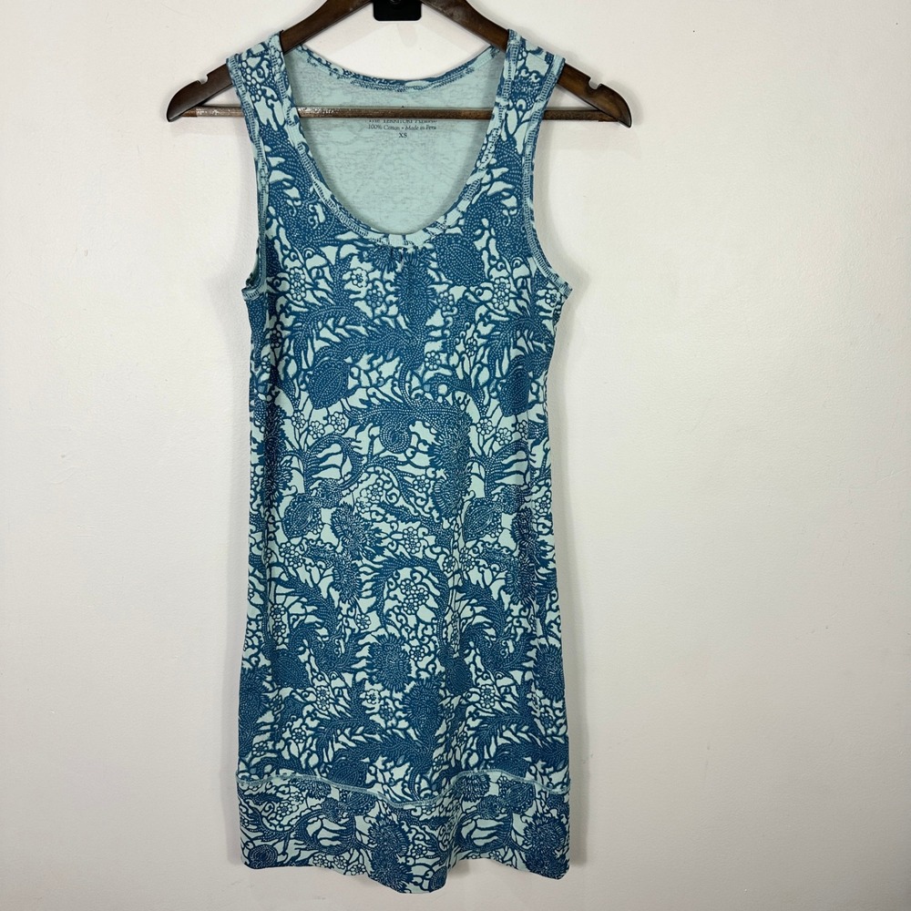 Territory Ahead Dress XS Blue Floral Cotton Tank Boho Cottagecore Coastal Summer
